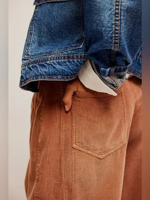 Free people Good Luck Mid-Rise Cord Barrel Jeans thumbnail 5