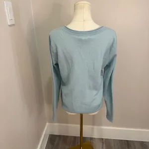1901 Womens V-Neck 100% Cashmere Sweater Light Blue Long Sleeve Pullover Size M thumbnail 3