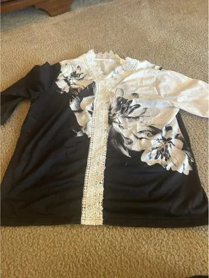 ab61 Woman long sleeve black white top shirt 2xl thumbnail 7