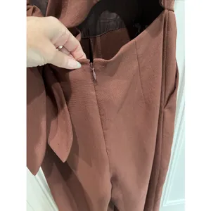Wilfred Aritzia Ecoulement Jumpsuit Brown Wide Leg V-Neck Back Tie Minimalist thumbnail 5
