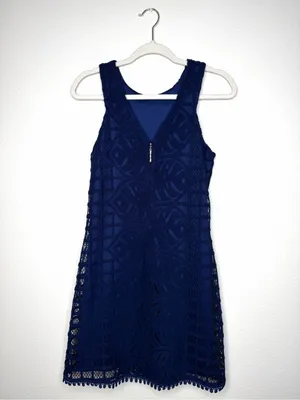 Lilly Pulitzer Women's Mango Shift Lace Knit Dress S Sleeveless Navy Blue thumbnail 9