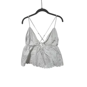 ZARA White Eyelet Lace Crop Top M thumbnail 7