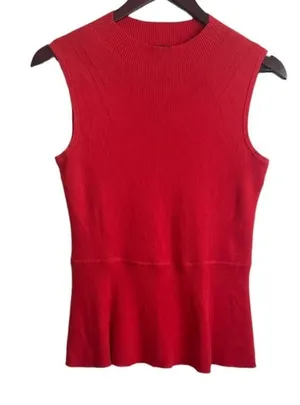 Talbots Women Ribbed Top‎ MP Coral Crew Neck Sleeveless Drop Waist Layering Cozy thumbnail 1