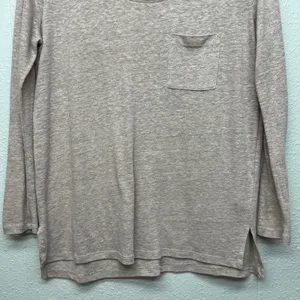 Old Navy Boyfriend Long Sleeve Scoop Neck Top Womens XS Linen Blend Minimalist thumbnail 4