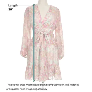 Alex Marie Floral‎ Chiffon Dress Womens 6 Pink Green garden party romantic thumbnail 5
