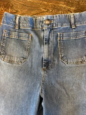 Anthropologie Pilcro Wide Leg Jeans Women 31 Blue Patch Pocket Skipper thumbnail 3