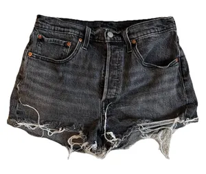 Levi Strauss 501 Gray Wash Denim Cutoff Shorts Button Fly Frayed Hem Women Sz 30 thumbnail 1