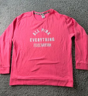 Victorias Secret PINK Nation Neon Pink All Pink Everything Sweatshirt Large thumbnail 1
