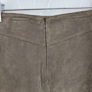 VTG Blue Asphalt Leather Fringe Mini Skirt 9 Brown Suede Rodeo Western Cowgirl thumbnail 3