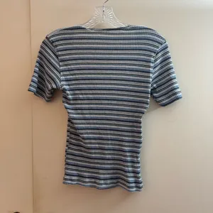 Free people stripe wild tee blue white short sleeve top size small thumbnail 6