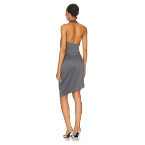 Elliatt X Revolve Camo Asymmetric Satin Cocktail Dress in Charcoal. Size XS. NWT thumbnail 3