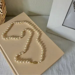 Champagne Pearl Necklace Vintage “Mairi” 25” Gold Marquise Fishhook JAPAN Classic thumbnail 4