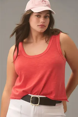 Pilcro Anthropologie Kacey Cotton Slub Crop Tank Top Size Large NWT thumbnail 1