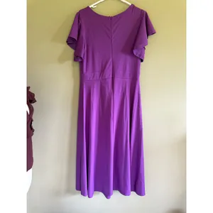 Dokotoo‎ Purple Flutter Sleeve Wrap V-Neck Midi A-Line Dress Large thumbnail 4
