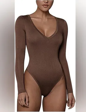Amazon Brown Long Sleeve Bodysuit thumbnail 1