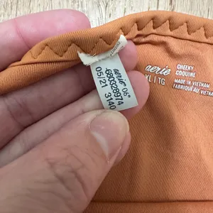 AERIE | Orange Metallic Shine Sparkle 90s High Waisted Cut Cheeky Bikini Set, XL thumbnail 8