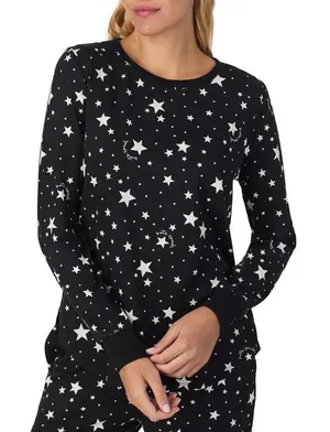 Kate Spade Pajama Top Women Large Black White Star Print NWT Whimsigoth Sleep‎ thumbnail 1