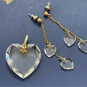 Vintage hearts crystal pendant and earrings set thumbnail 1
