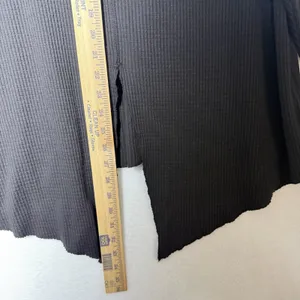 Free People Black Thermal Long Sleeve Slit Back Shirt Women's size M thumbnail 9