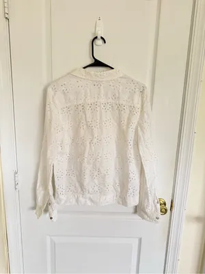 Johnny Was Jade Sandrine White Eyelet Button Front Jacket thumbnail 5