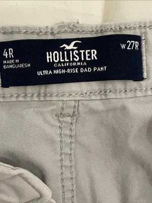 Hollister Ultra High-Rise Dad Pant Womens Sz 4R W27 Gray Cargo Stretch thumbnail 2