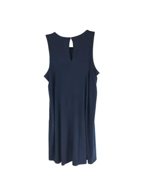 BCBGeneration Dress Pleat Keyhole Back Sleeveless Stretch Navy Blue XS thumbnail 2
