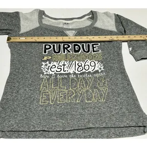 Russell Athletic Purdue Boilermakers Sweatshirt Womens Medium M Gray 3/4 Raglan Sleeve Scoop Neck thumbnail 7