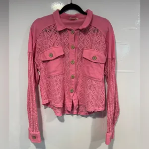 Vibrant Pink Lace New In Knit Boutique‎ Cardigan thumbnail 2