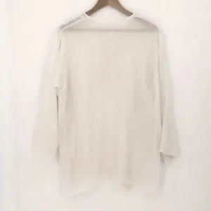 Boho Embroidered Sequin Chiffon Sheer Tunic Top‎ Womens Size L Cream Festival thumbnail 6