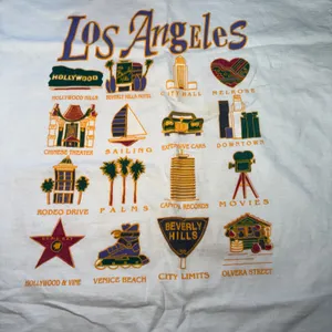 90s Los Angeles T Shirt White Cotton Graphic Tee USA Made Womens L VTG Hollywood thumbnail 5