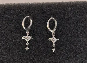 CZ Star Love Heart Dangle Drop Earrings for Women thumbnail 1