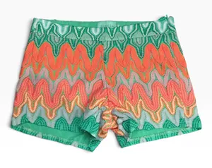 Judith March Green Orange Chevron‎ Colorful Crochet Shorts Boho Festival Size S thumbnail 1