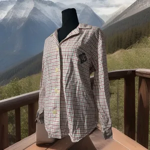 LRL Lauren‎ Ralph Lauren Pajama Top Women's Large Plaid Button Up Long Sleeve thumbnail 2