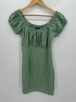 Lulus Womens Mint Green Milkmaid Dress Size M Mini Cottagecore Fitted‎ Dainty thumbnail 1