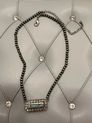 Turquoise Silver Necklace Blue thumbnail 2