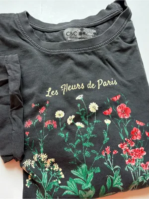 C&C California Stonewashed Charcoal Floral 'Les Fleurs de Paris' Tee thumbnail 1