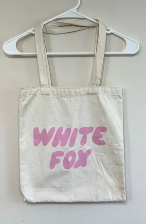 White Fox Canva Tote Bag Pink Logo thumbnail 1