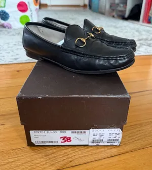 Gucci 1953 Horsebit Black Leather Loafers Gold Size 38 thumbnail 1