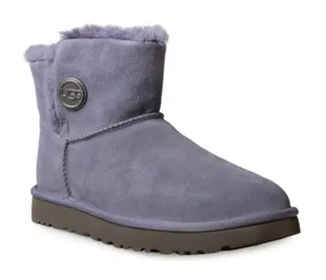 UGG MINI BAILEY SNAPS Graystone SHEEPSKIN WOMEN'S BOOTS. Women's Size 9. NEW thumbnail 1