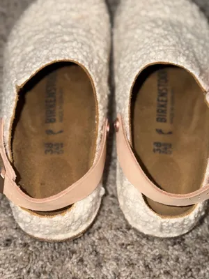 White Fuzzy Clog Birkenstock thumbnail 2