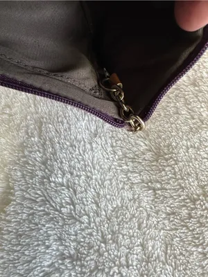 Dooney & Bourke Monogram Wristlet Pouch Purple Tan Coated Canvas Zip Clutch thumbnail 9