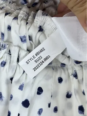 J.Crew Cinched-Waist Cotton Poplin Tank Top Blue Dot Smocked Crop M thumbnail 6