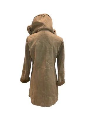 Calvin Klein Tan Hooded Faux Shearling Peacoat thumbnail 7