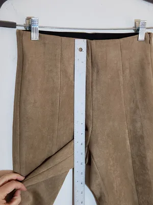 Zara Brown Faux Suede Skinny Ankle Pants Size Medium thumbnail 9