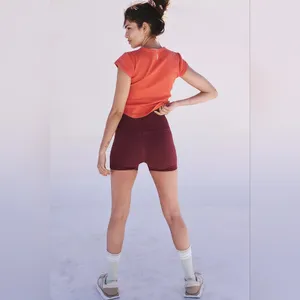 NWT Free People Good Karma Running Shorts Color: Oxblood Size M/L thumbnail 3
