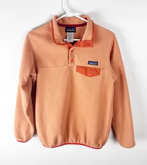 PATAGONIA Synchilla Snap-T Orange Chest Pocket Fleece Pullover Size Small thumbnail 1