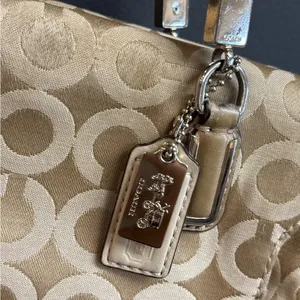 Coach 25638 Madison Madeline White and Gold Canvas Shoulder Bag thumbnail 9