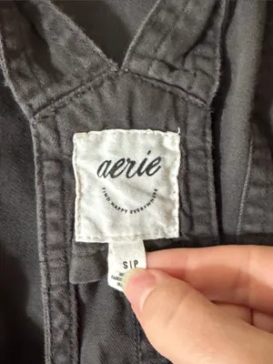 Aerie Beach Cotton Twill Shortalls Overalls/Romper Big Pockets Dark Gray size S thumbnail 10
