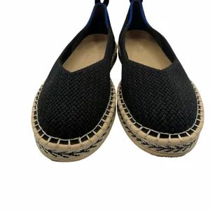 Rothy’s The Espadrille Flat in Black Boardwalk Knit Size 6.5 Jute‎ Sole Slip On thumbnail 4