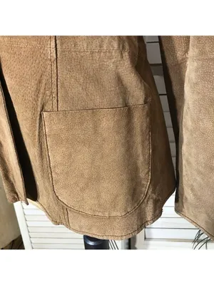 Vintage Y2K Suede Leather Blazer Coat Camel Brown Size M thumbnail 7